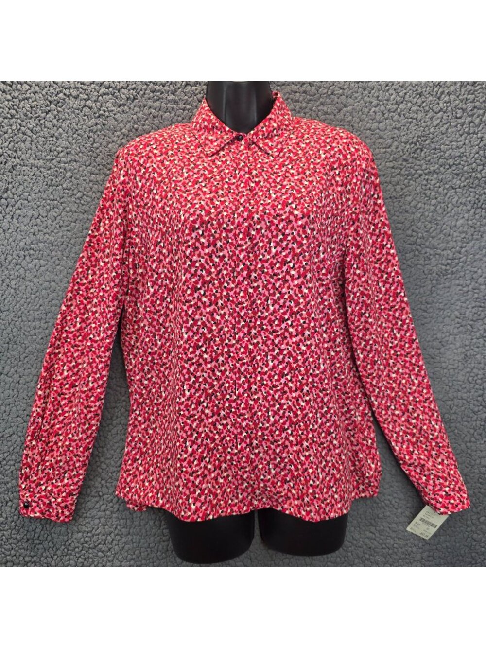 Vintage Koret Printed Blouse 10 Pink Deadstock USA Feminine Colorful Retro Twee